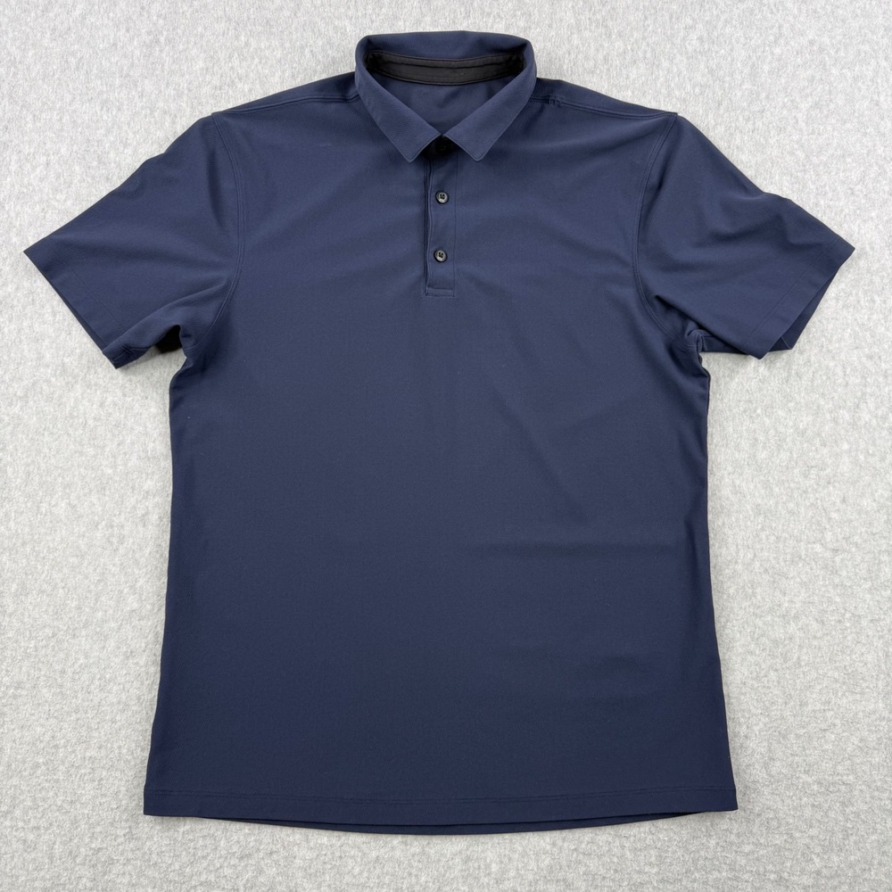 Lululemon Shirt Mens Small Navy Blue Evolution Polo Short Sleeve Golf Athletic
